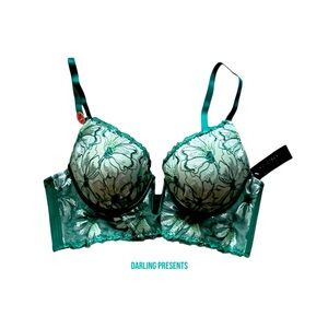 YOUMITA LACE FLORAL BALONETTE LONGLINE BRA WOMEN COLOR GREEN SIZE 36